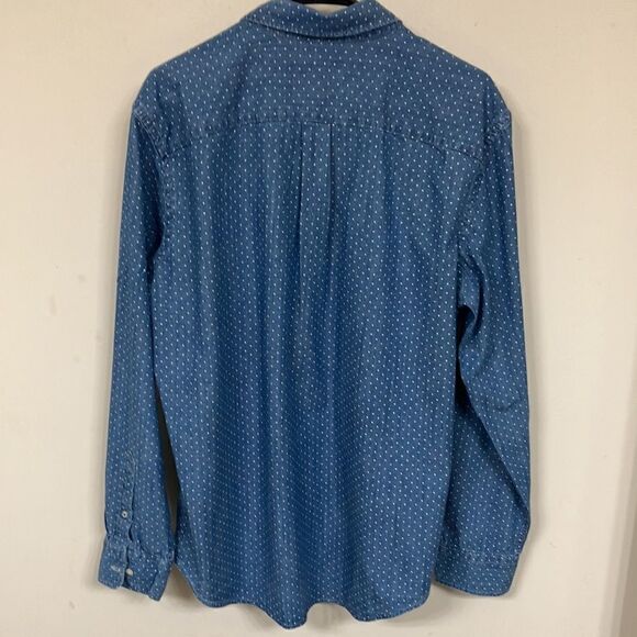 AE Polka Dot Button Down American Eagle Outfitters Shirt Unisex Shacket Sz L - Picture 9 of 9